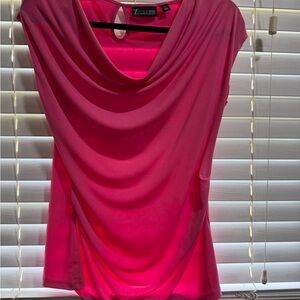 Seven7 Cowl Neck Sleeveless Top in Hot Pink